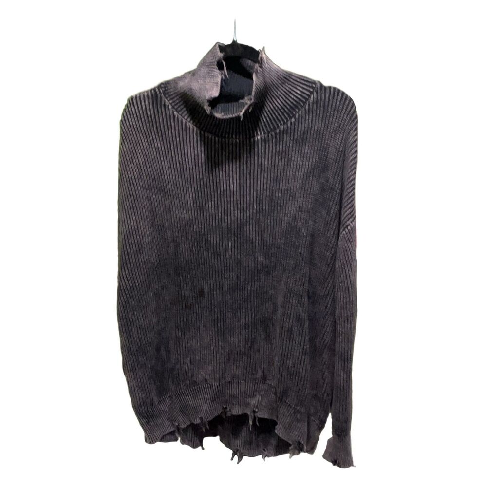 Young Fabulous & Broke Cameron Distressed Ribbed Turtleneck Sweater Women S/M